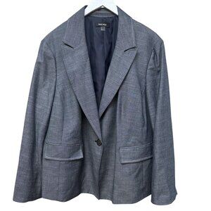 NINE WEST Blazer Plus Size 24W Navy Denim Look Cotton Womens Jacket NWT